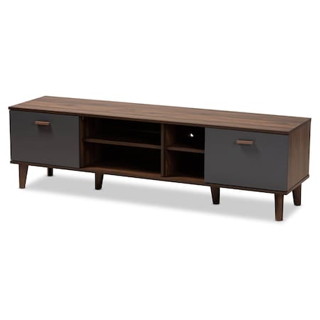 Moina Two-Tone Walnut Brown And Grey Finished Wood TV Stand